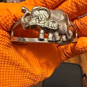 Silver Elephant Bangle Bracelet
